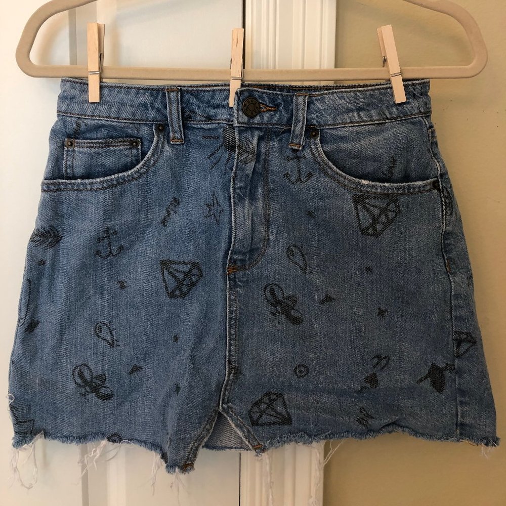 Urban Outfitters Printed Denim Mini Skirt